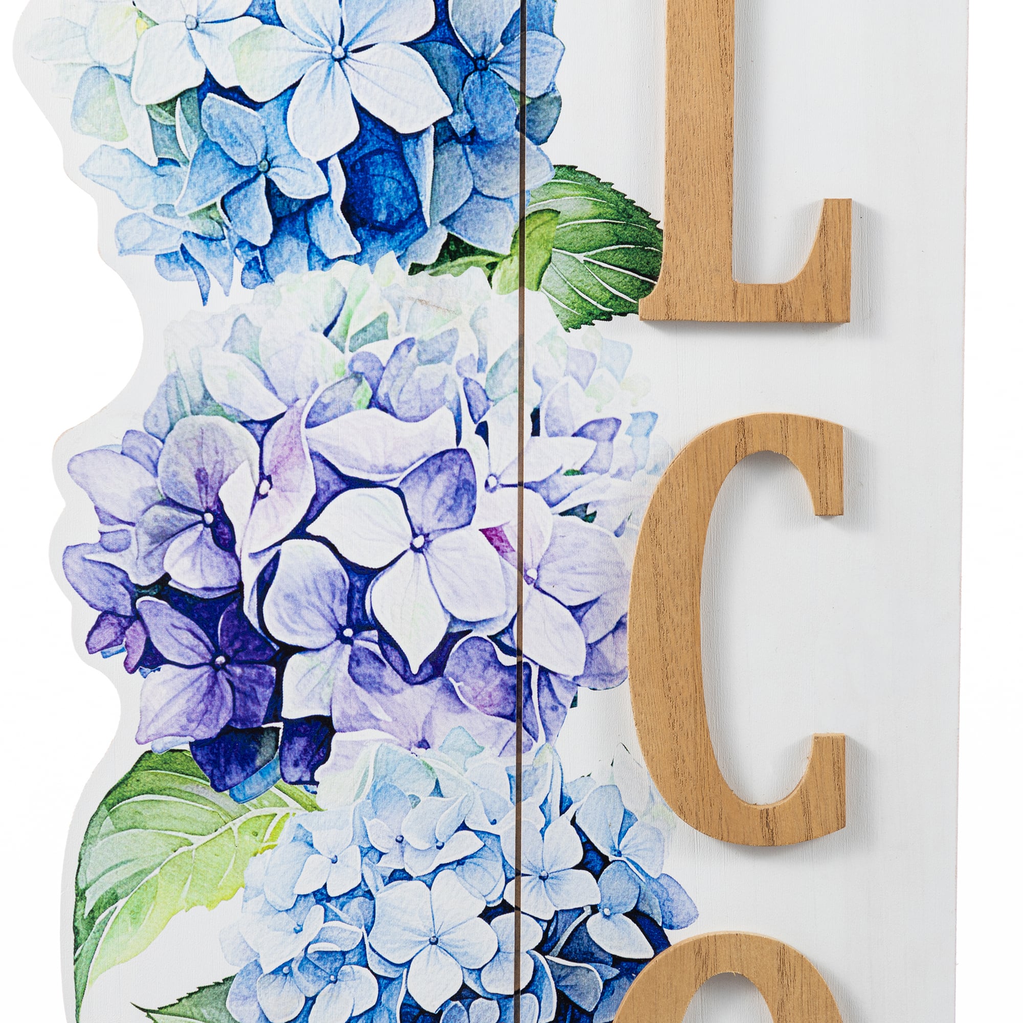 Glitzhome® 42" Solid Wood Hydrangea "WELCOME" Front Porch Sign